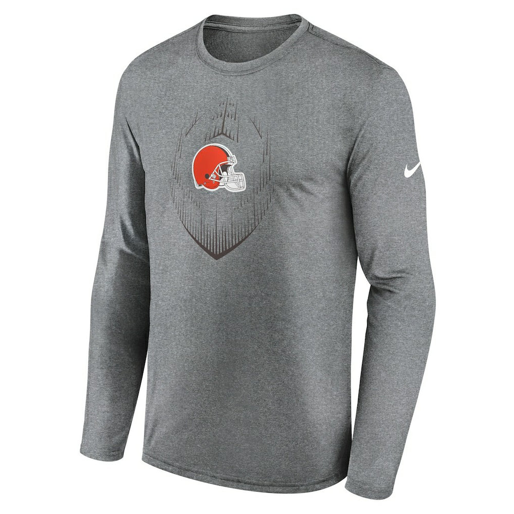 Cleveland Browns Icon Legend Performance Long Sleeve T-Shirt - Heather Gray - Nike