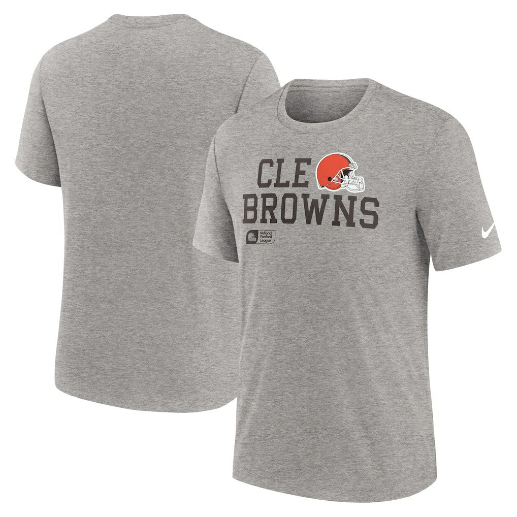 Cleveland Browns Overlap Lockup Tri-Blend T-Shirt - Heather Gray - Nike