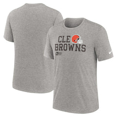 Cleveland Browns Overlap Lockup Tri-Blend T-Shirt - Heather Gray - Nike