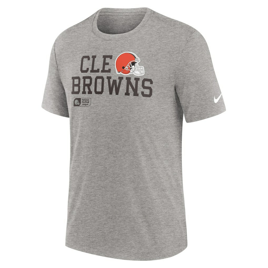 Cleveland Browns Overlap Lockup Tri-Blend T-Shirt - Heather Gray - Nike