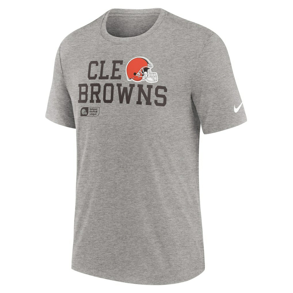 Cleveland Browns Overlap Lockup Tri-Blend T-Shirt - Heather Gray - Nike