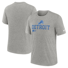 Detroit Lions Overlap Lockup Tri-Blend T-Shirt - Heather Gray - Nike