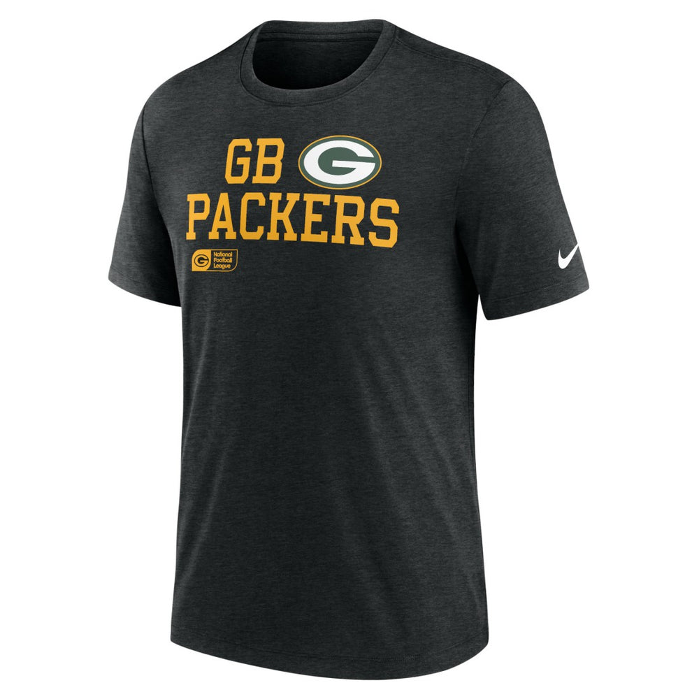 Green Bay Packers Overlap Lockup Tri-Blend T-Shirt - Black - Nike