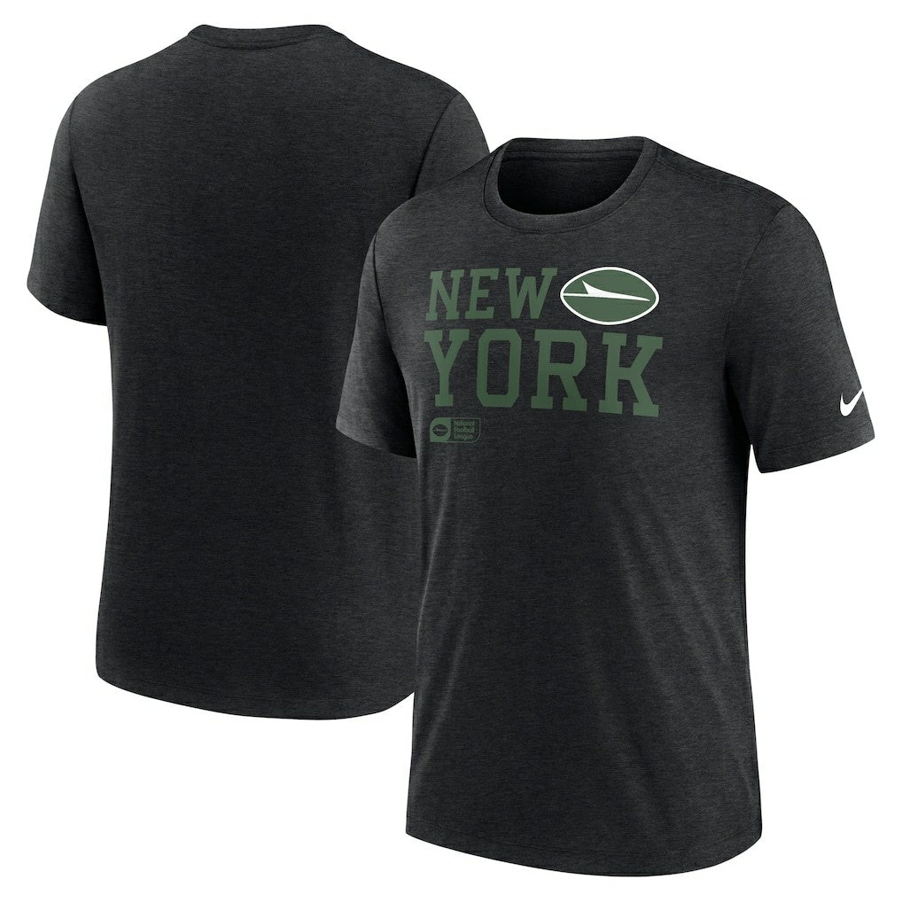 New York Jets Overlap Lockup Tri-Blend T-Shirt - Black - Nike