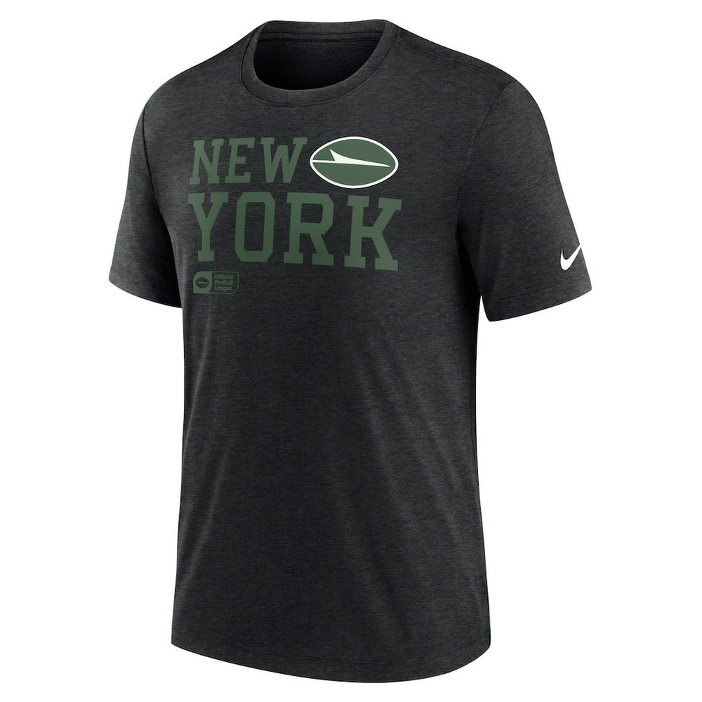 New York Jets Overlap Lockup Tri-Blend T-Shirt - Black - Nike