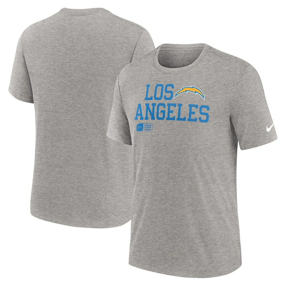Los Angeles Chargers Overlap Lockup Tri-Blend T-Shirt - Heather Gray - Nike