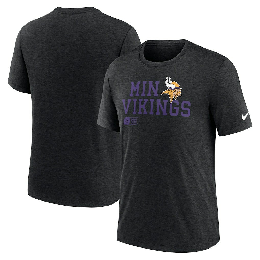 Minnesota Vikings Overlap Lockup Tri-Blend T-Shirt - Black - Nike