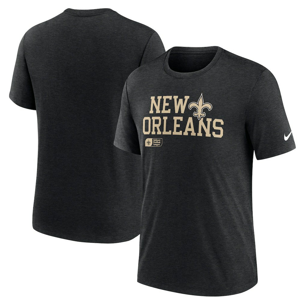 New Orleans Saints Overlap Lockup Tri-Blend T-Shirt - Black - Nike