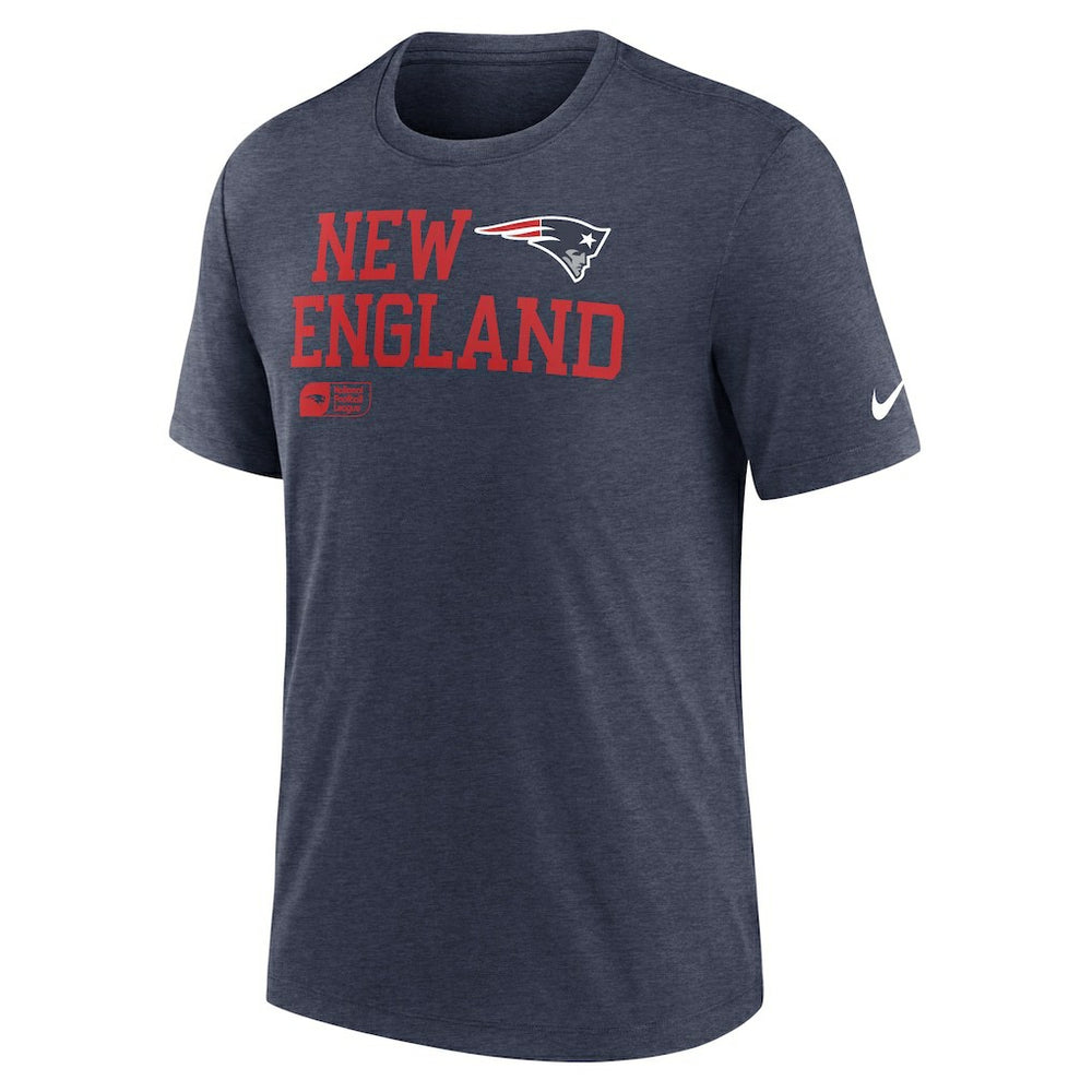 New England Patriots Overlap Lockup Tri-Blend T-Shirt - Navy - Nike