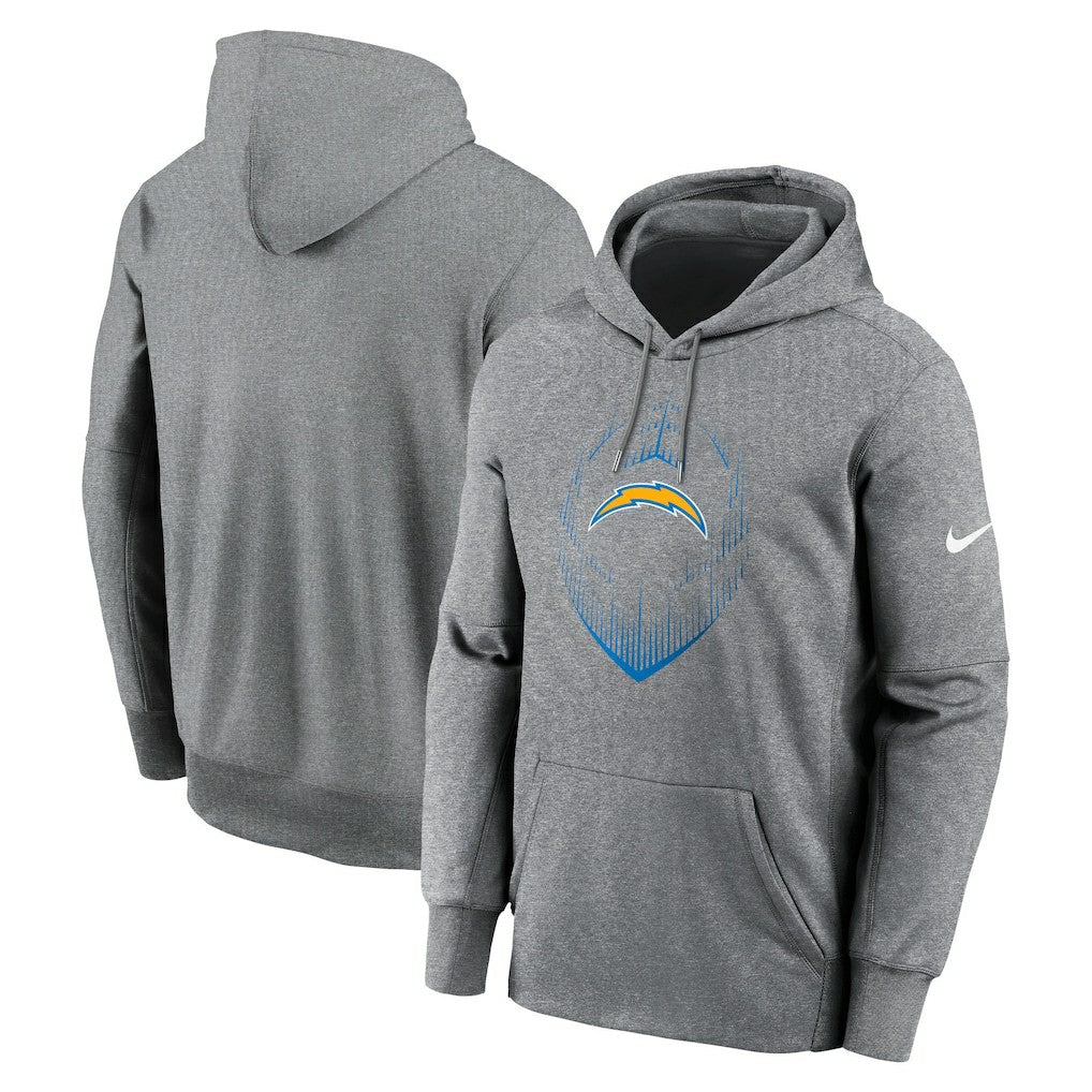 Los Angeles Chargers Icon Performance Pullover Hoodie - Heather Gray - Nike
