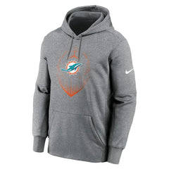 Miami Dolphins Icon Performance Pullover Hoodie - Heather Gray - Nike