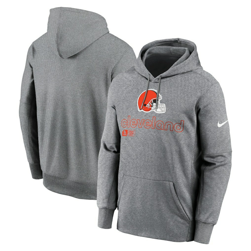Cleveland Browns Performance Pullover Hoodie - Heather Gray - Nike