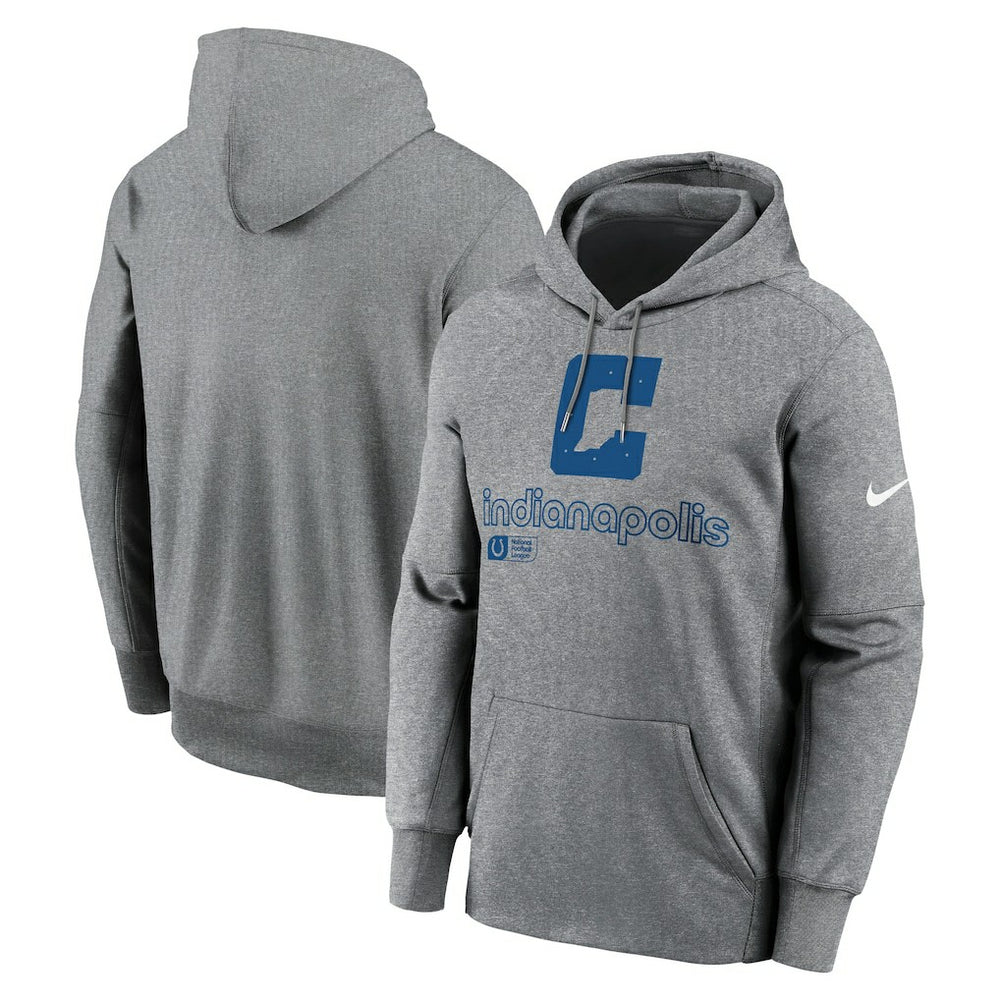 Indianapolis Colts Performance Pullover Hoodie - Heather Gray - Nike