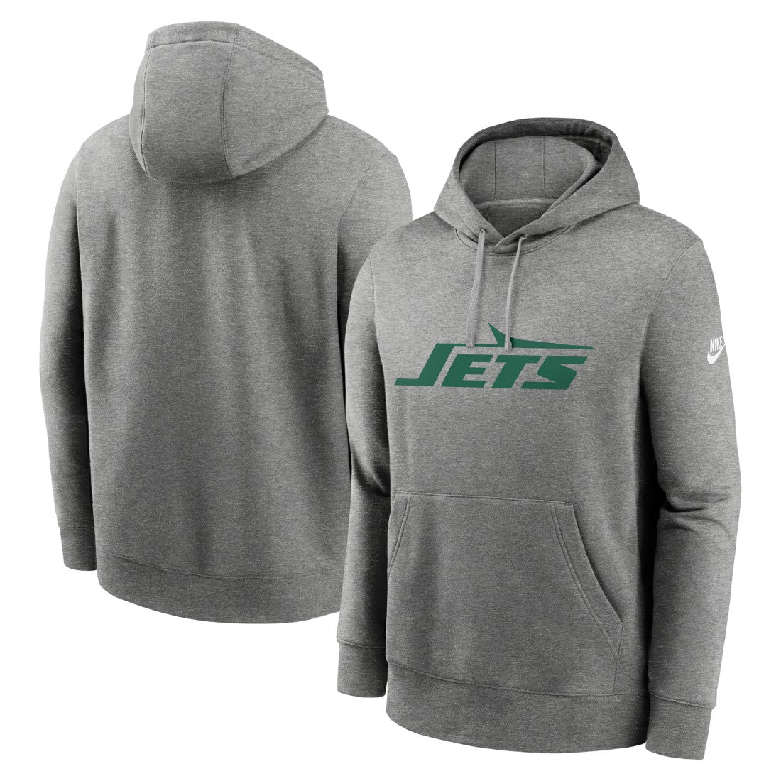 New York Jets Rewind Club Logo Pullover Hoodie - Heather Gray - Nike