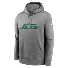 New York Jets Rewind Club Logo Pullover Hoodie - Heather Gray - Nike