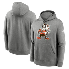 Cleveland Browns Rewind Club Logo Pullover Hoodie - Heather Gray - Nike
