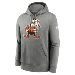 Cleveland Browns Rewind Club Logo Pullover Hoodie - Heather Gray - Nike
