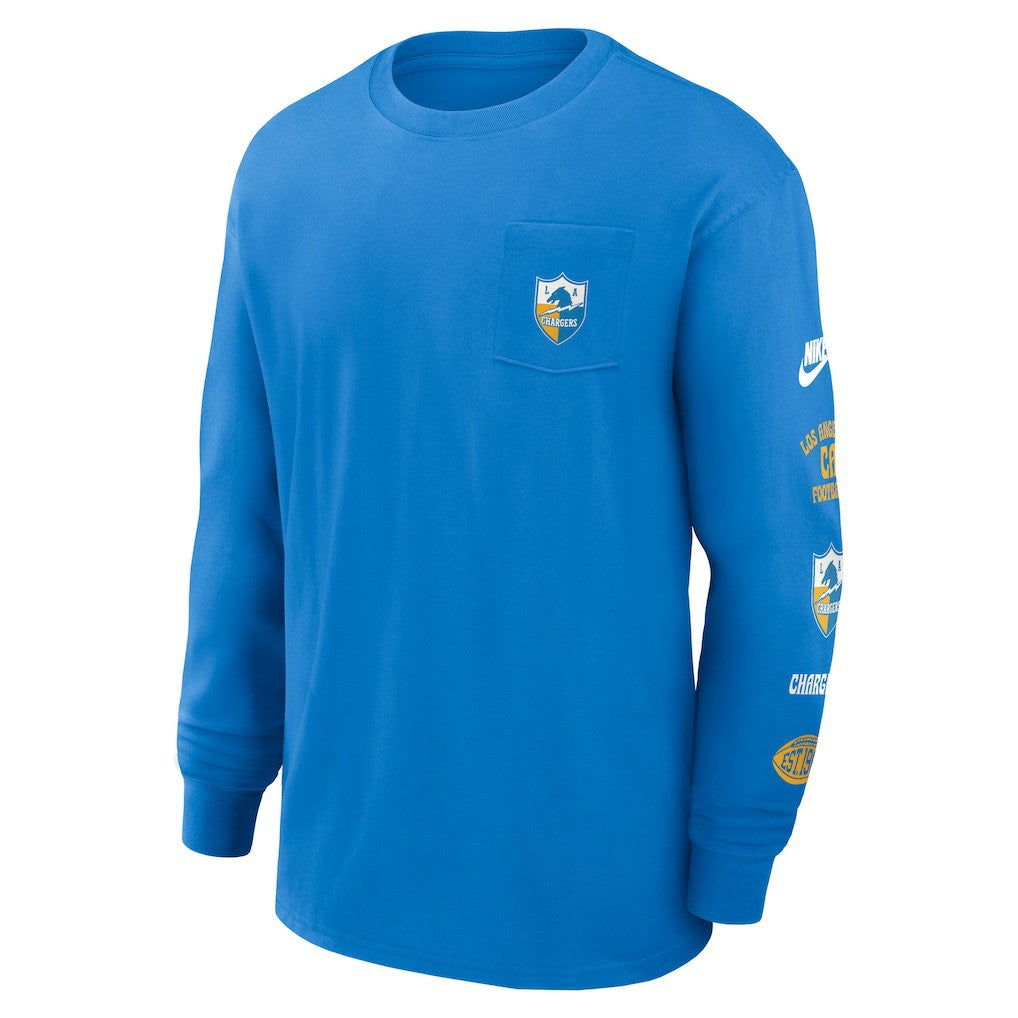 Los Angeles Chargers Rewind Heavy Max90 Pocket Long Sleeve T-Shirt - Powder Blue - Nike