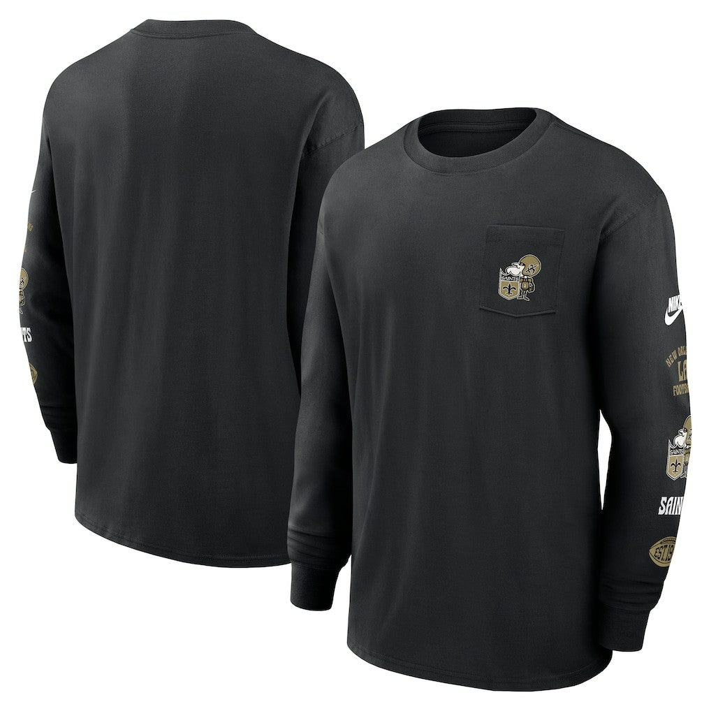 New Orleans Saints Rewind Heavy Max90 Pocket Long Sleeve T-Shirt - Black - Nike