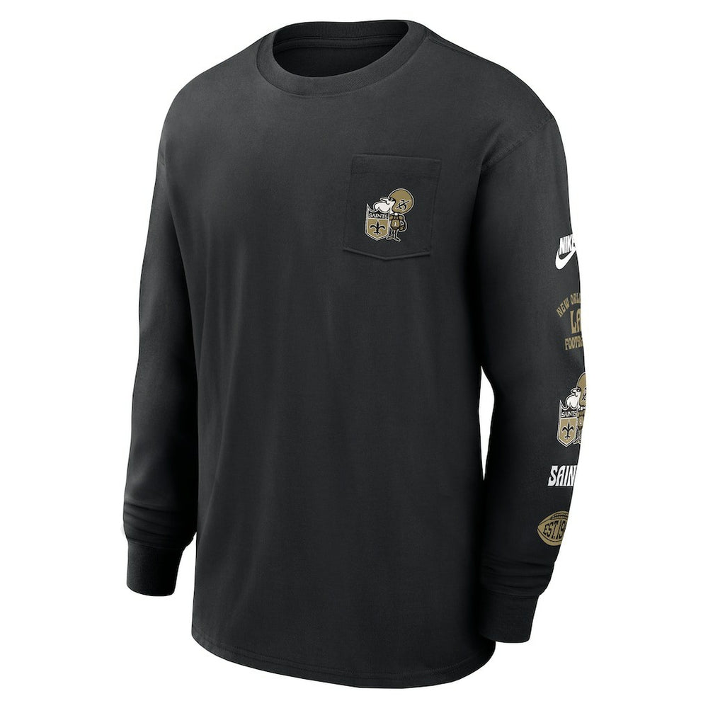 New Orleans Saints Rewind Heavy Max90 Pocket Long Sleeve T-Shirt - Black - Nike