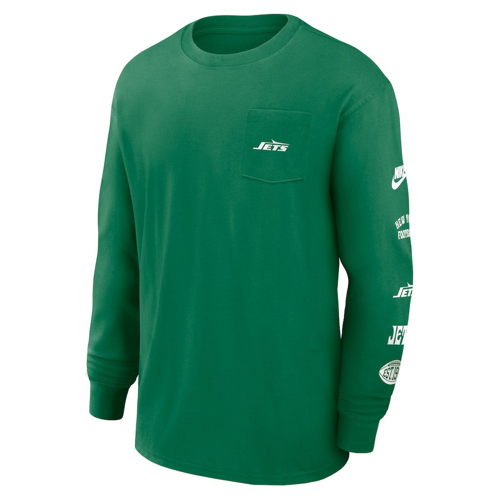 New York Jets Rewind Heavy Max90 Pocket Long Sleeve T-Shirt - Green - Nike