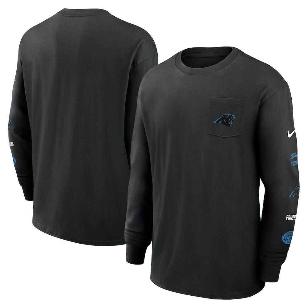 Carolina Panthers Rewind Heavy Max90 Pocket Long Sleeve T-Shirt - Black - Nike