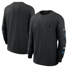 Carolina Panthers Rewind Heavy Max90 Pocket Long Sleeve T-Shirt - Black - Nike