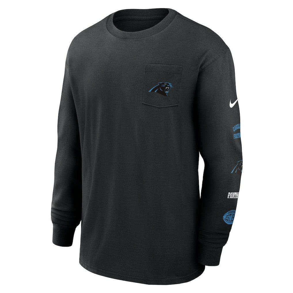 Carolina Panthers Rewind Heavy Max90 Pocket Long Sleeve T-Shirt - Black - Nike