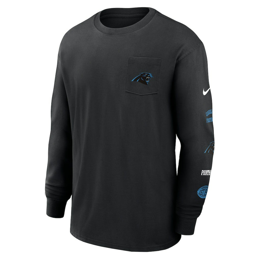 Carolina Panthers Rewind Heavy Max90 Pocket Long Sleeve T-Shirt - Black - Nike