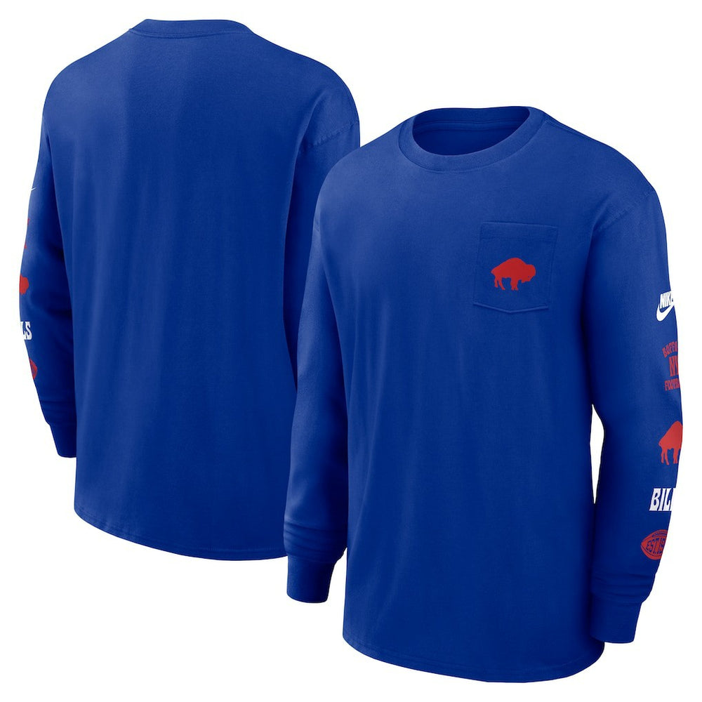 Buffalo Bills Rewind Heavy Max90 Pocket Long Sleeve T-Shirt - Royal - Nike