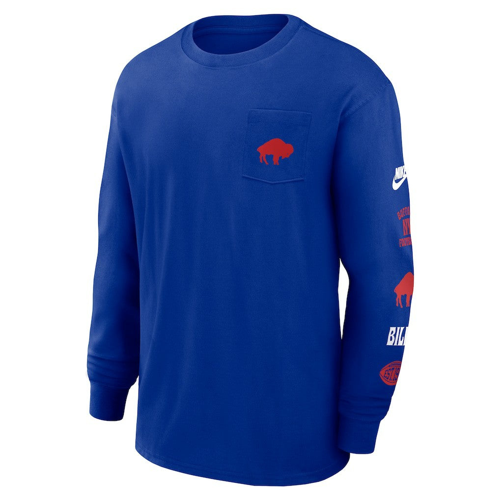 Buffalo Bills Rewind Heavy Max90 Pocket Long Sleeve T-Shirt - Royal - Nike