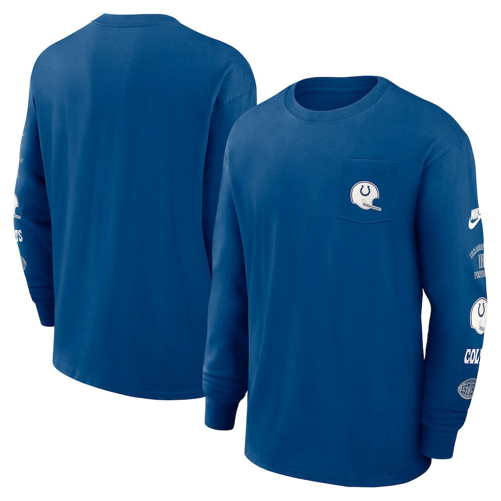Indianapolis Colts Rewind Heavy Max90 Pocket Long Sleeve T-Shirt - Royal - Nike