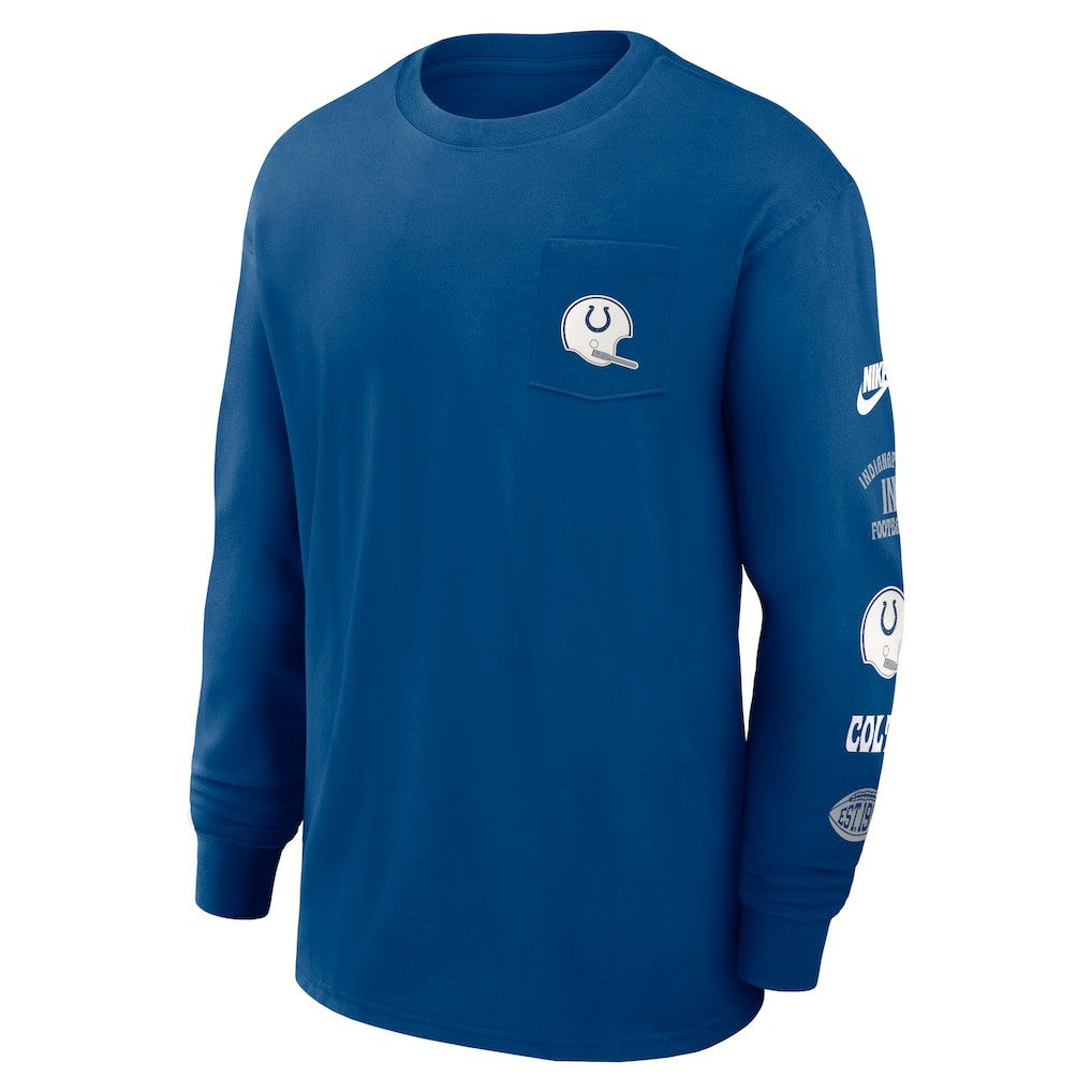Indianapolis Colts Rewind Heavy Max90 Pocket Long Sleeve T-Shirt - Royal - Nike