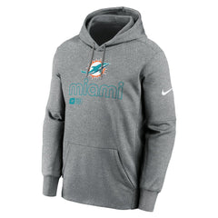 Miami Dolphins Big & Tall Performance Pullover Hoodie - Heather Gray - Nike