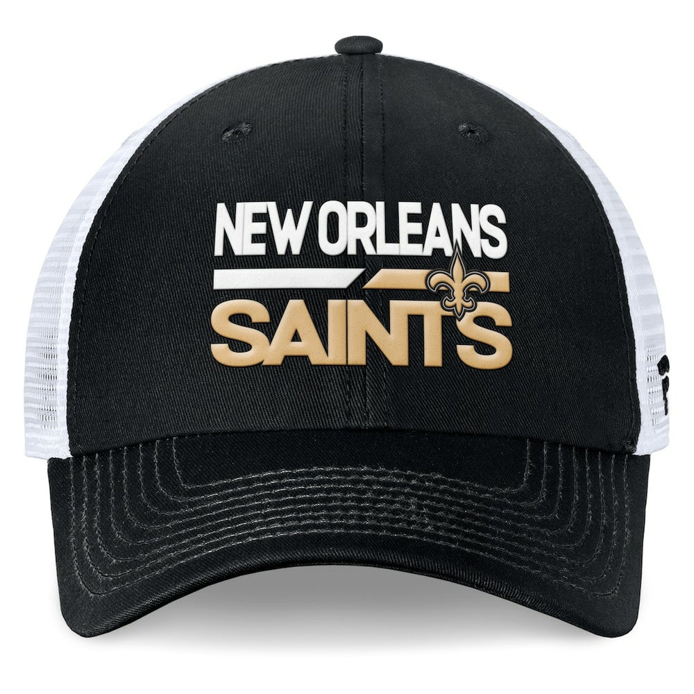 New Orleans Saints Upper Trucker Adjustable Hat - Black/White - Fanatics