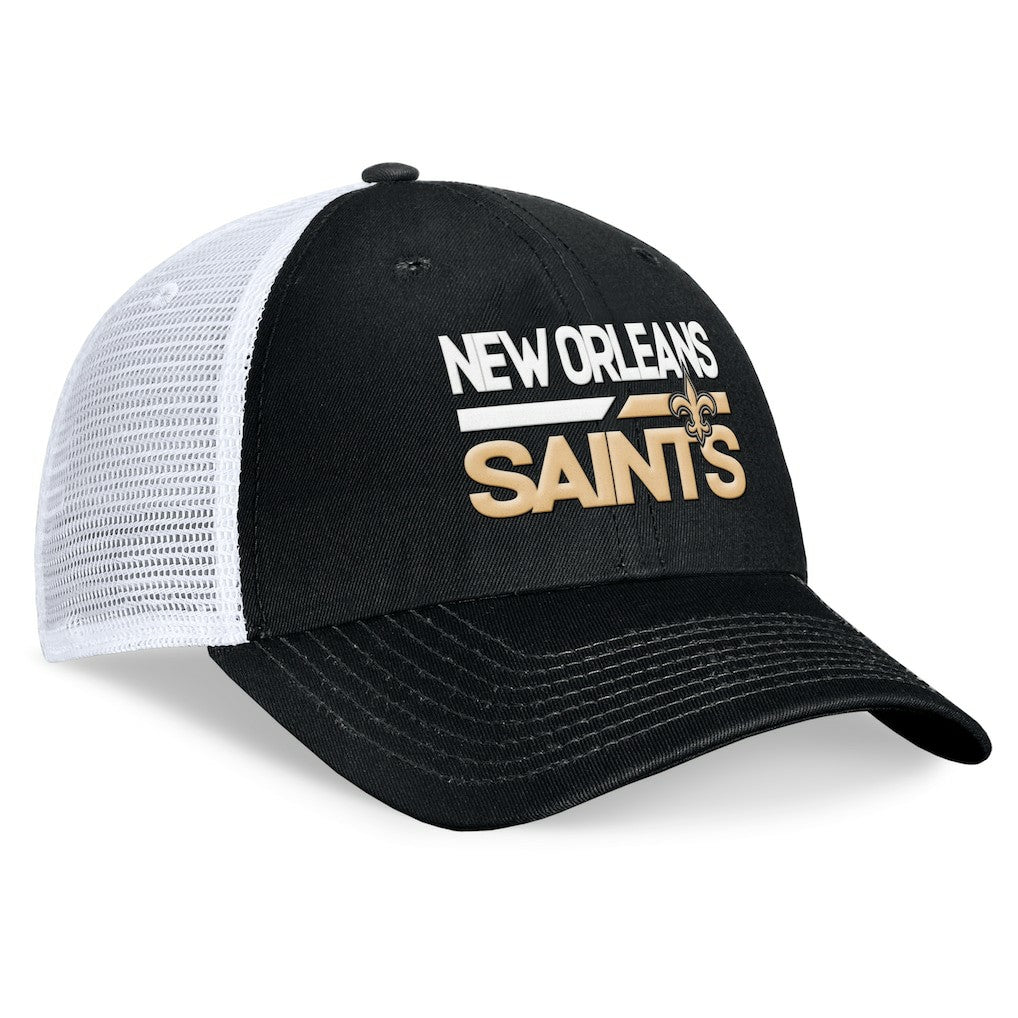 New Orleans Saints Upper Trucker Adjustable Hat - Black/White - Fanatics