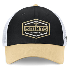 New Orleans Saints Bench Trucker Adjustable Hat - Black/Gold - Fanatics