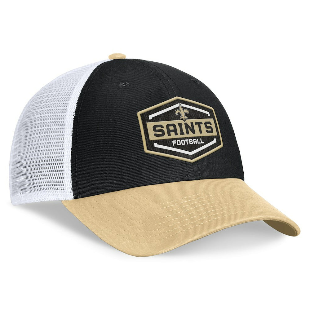 New Orleans Saints Bench Trucker Adjustable Hat - Black/Gold - Fanatics