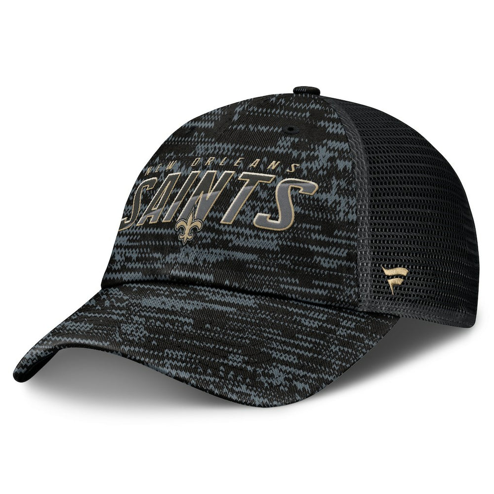New Orleans Saints Challenge Trucker Adjustable Hat - Heather Black - Fanatics