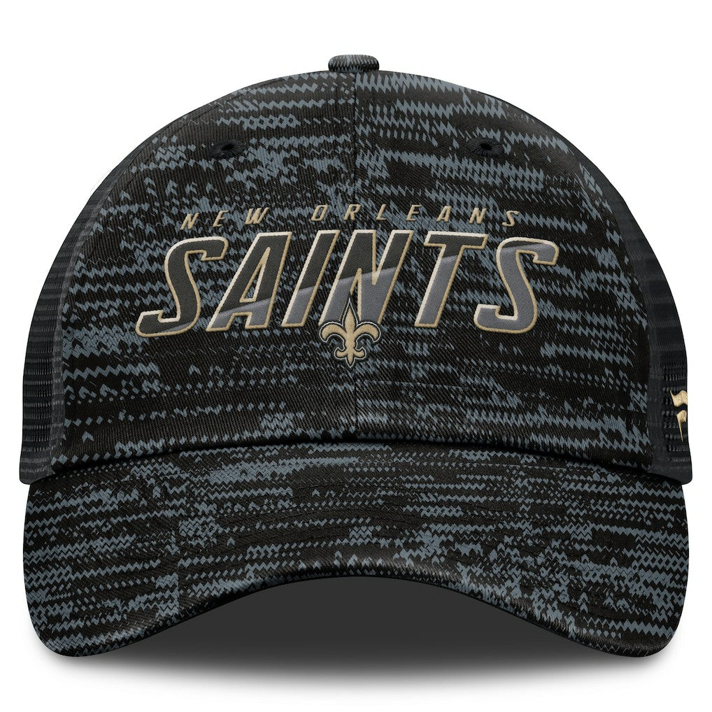 New Orleans Saints Challenge Trucker Adjustable Hat - Heather Black - Fanatics