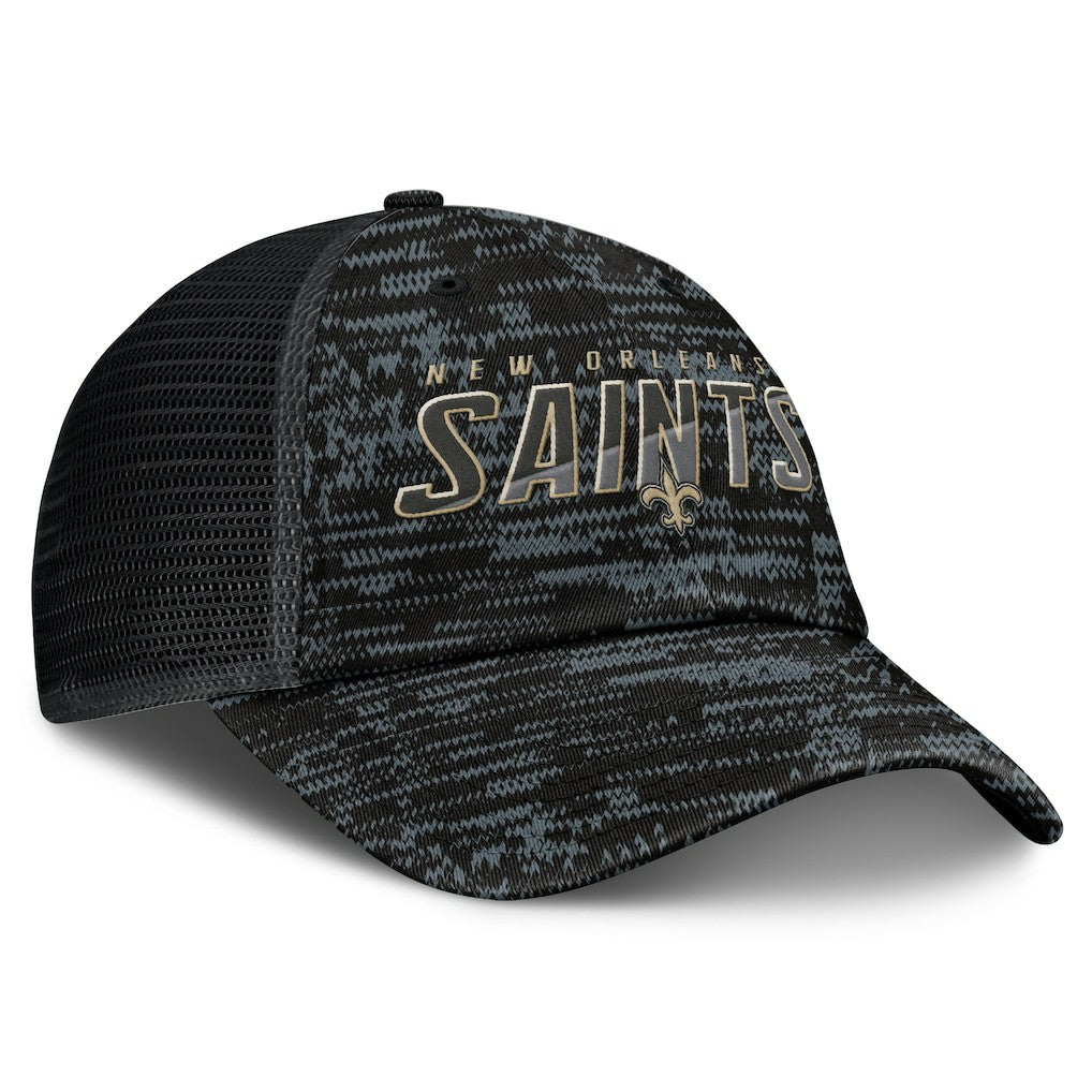 New Orleans Saints Challenge Trucker Adjustable Hat - Heather Black - Fanatics