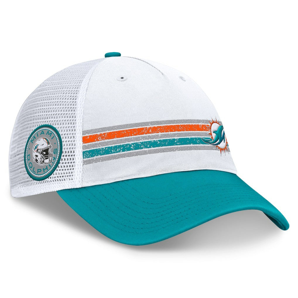Miami Dolphins Flawless Stripe Adjustable Hat - White/Aqua - Fanatics