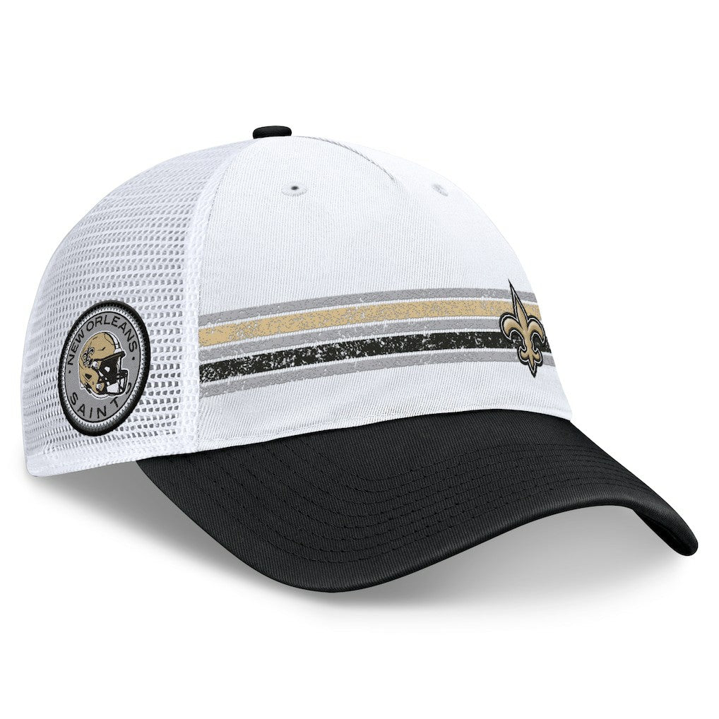 New Orleans Saints Flawless Stripe Adjustable Hat - White/Black - Fanatics