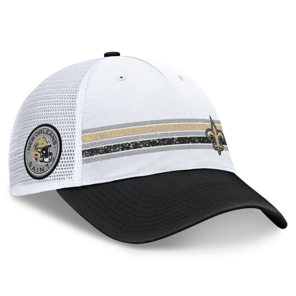 New Orleans Saints Flawless Stripe Adjustable Hat - White/Black - Fanatics