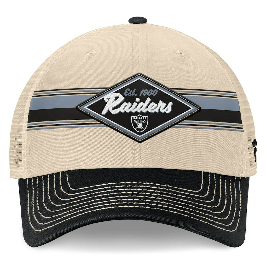 Las Vegas Raiders Diamond Stripe Trucker Adjustable Hat - Natural/Black - Fanatics