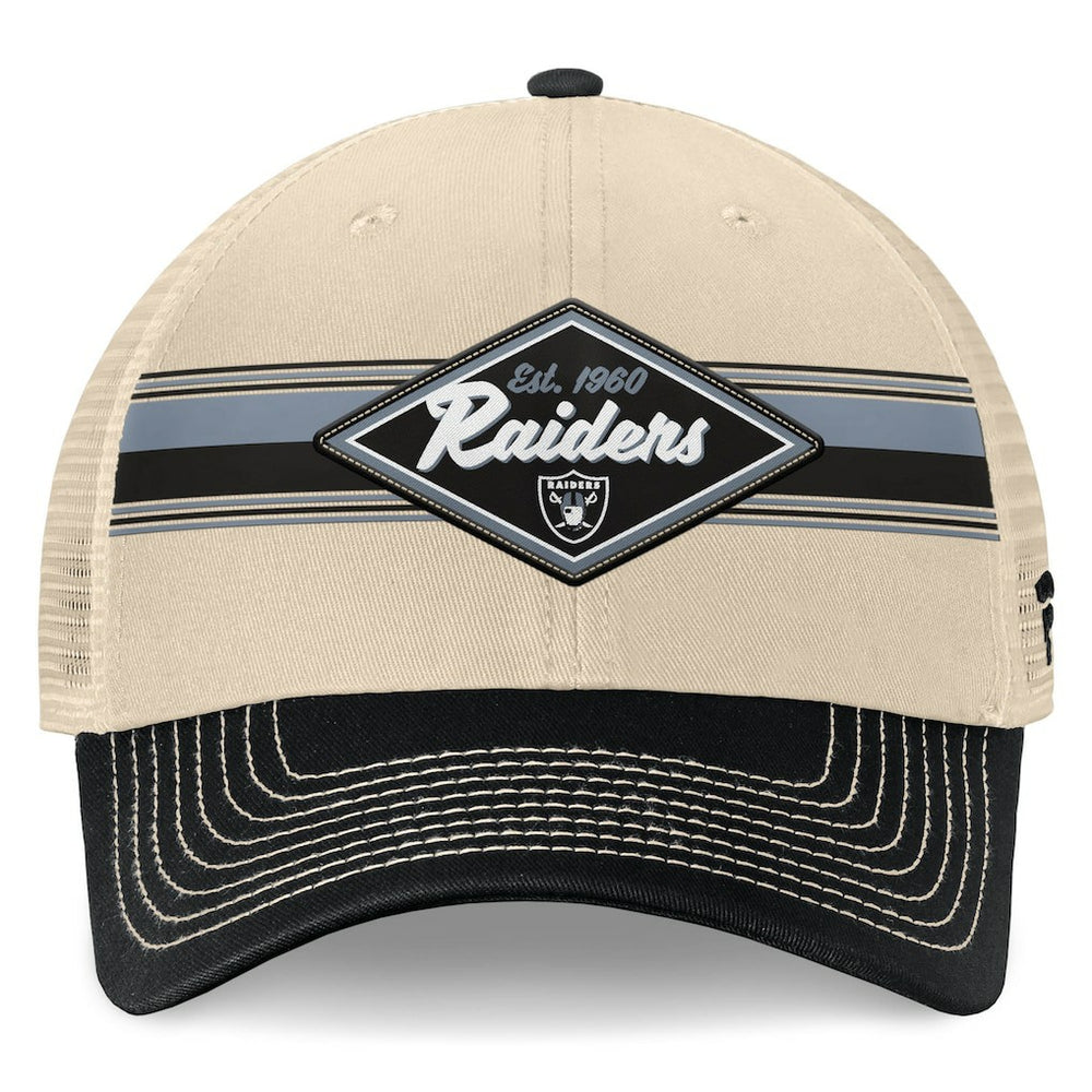 Las Vegas Raiders Diamond Stripe Trucker Adjustable Hat - Natural/Black - Fanatics