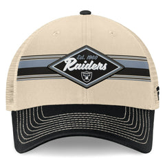 Las Vegas Raiders Diamond Stripe Trucker Adjustable Hat - Natural/Black - Fanatics