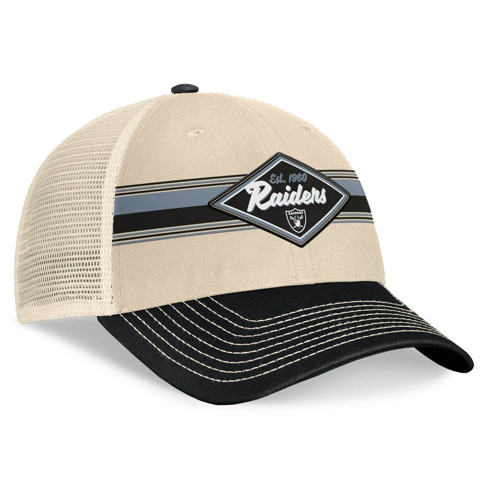 Las Vegas Raiders Diamond Stripe Trucker Adjustable Hat - Natural/Black - Fanatics