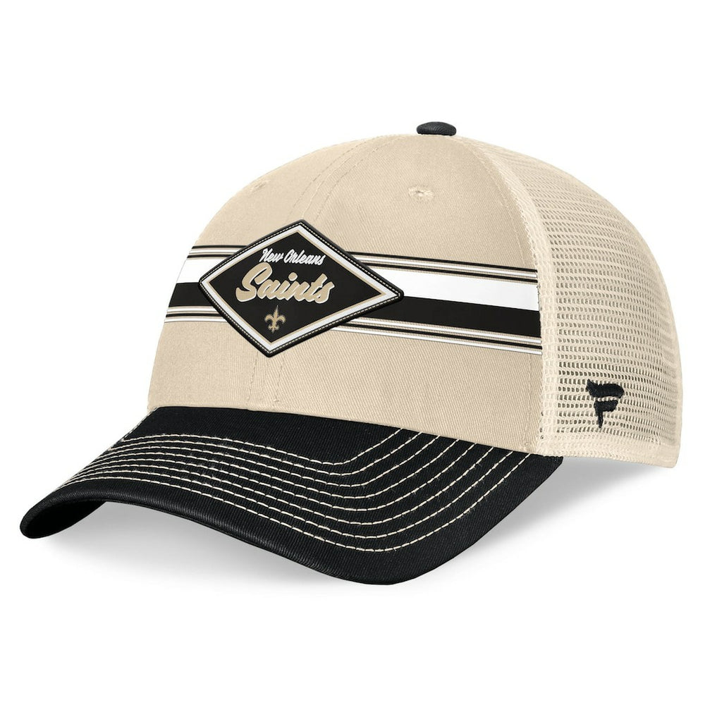 New Orleans Saints Diamond Stripe Trucker Adjustable Hat - Natural/Black - Fanatics