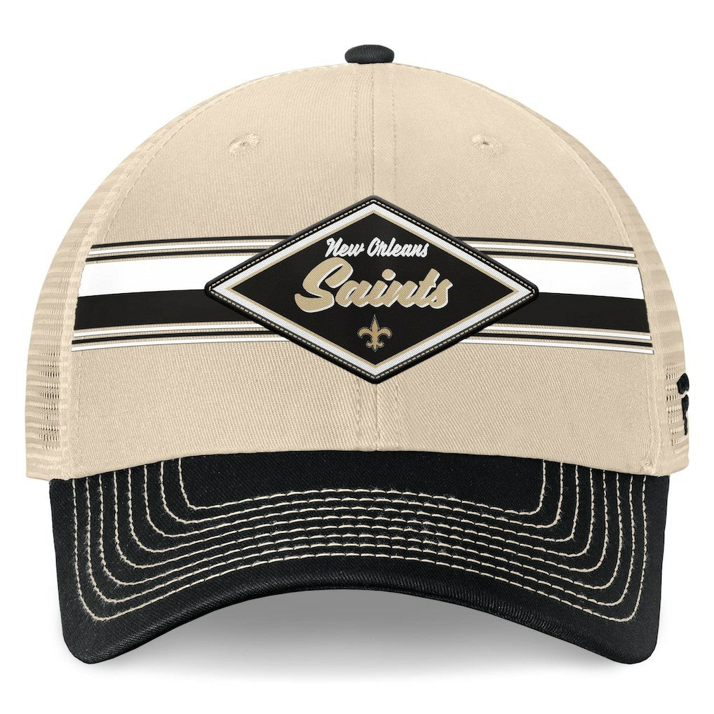 New Orleans Saints Diamond Stripe Trucker Adjustable Hat - Natural/Black - Fanatics